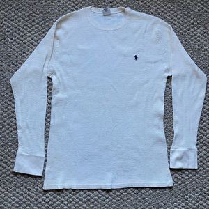 Polo by Ralph Lauren White Undershirt Cotton Long Sleeve Waffle Shirt Size Large